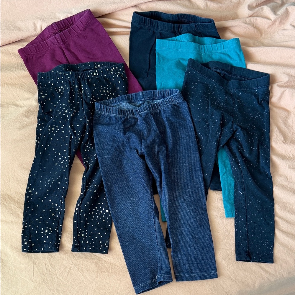 LOT of 6 Cat & Jack Toddler Girl Leggings 2T Bundle Basics